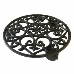 Best Pirce 🎁 Australia Only - Eden 30.5cm Heavy Duty Round Cast Iron Pot Plant Trolley Black 🧨